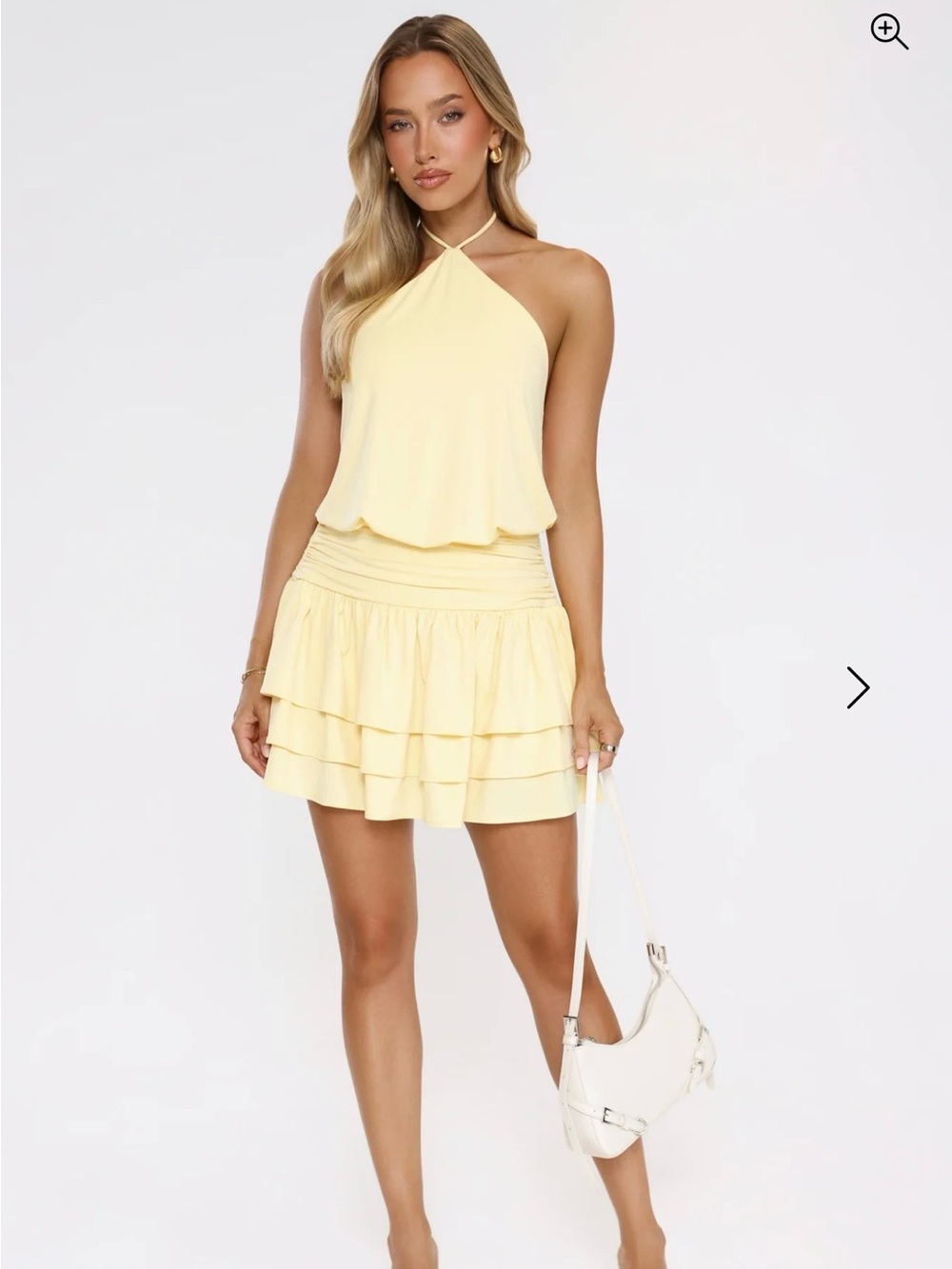 HelloMolly GLOW FANTASY HALTER MINI DRESS YELLOW